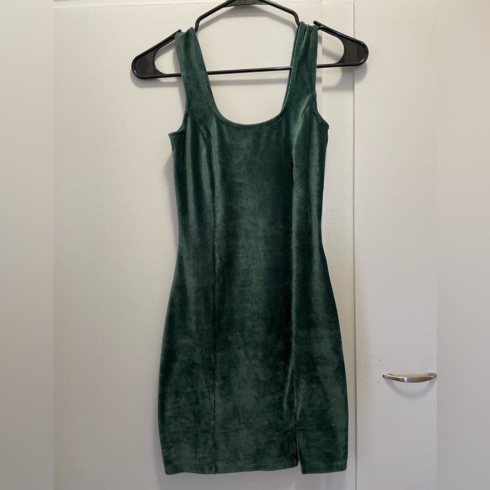 Green Velvet Bodycon Mini Dress